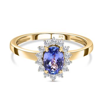 AA Tansanit, Moissanit Ring, 375 Gold (Gr&ouml;&szlig;e 17.00) ca. 0.95 ct