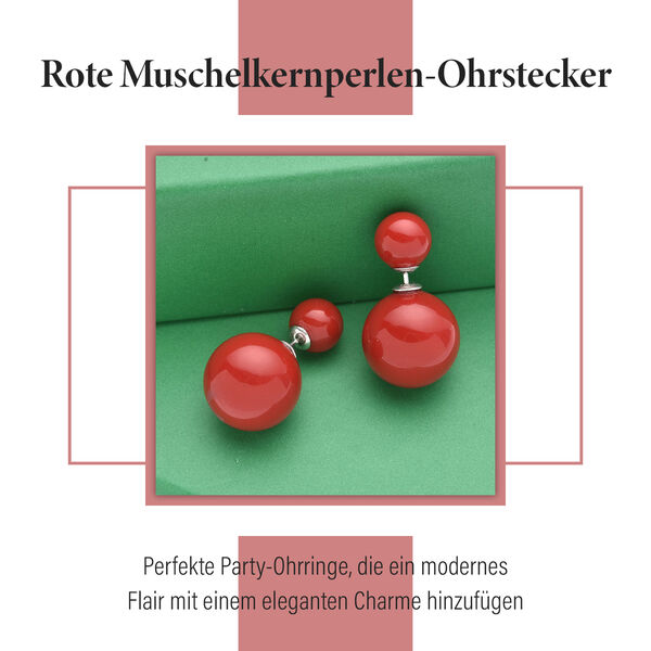 Mode rote Muschelperlen-Ohrstecker image number 7