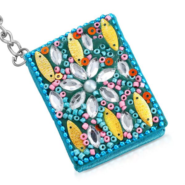 Set aus 5 Perlen-Schl&uuml;sselanh&auml;ngern, glitzerndes Mosaik-Design, mehrfarbig image number 5