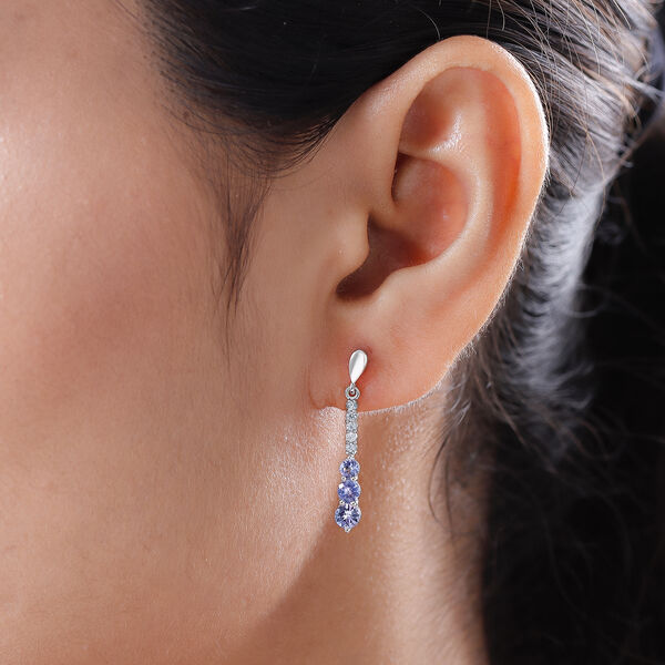 Tansanit-Ohrringe, 925 Silber platiniert ca. 1,41 ct image number 3