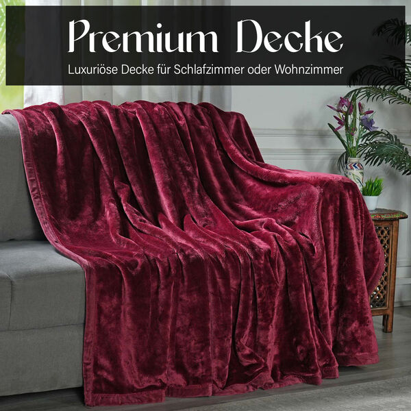 Premium Kuscheldecke aus 100% Mikrofaser, 450 gsm, Größe: 150x220 cm, burgund image number 9