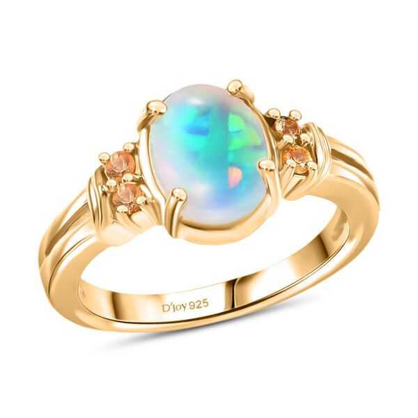 D'Joy AA Natürlicher, äthiopischer Welo Opal, Gelber Saphir Ring 925 Silber vergoldet (Größe 18.00) ca. 1,34 ct image number 4