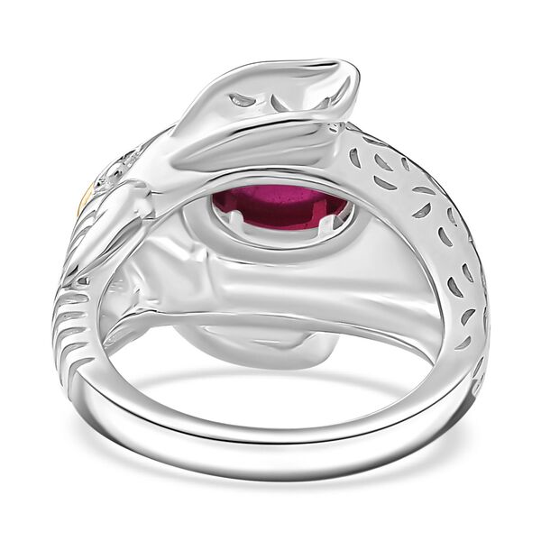 AA Afrikanischer Rubin (Fissure gefüllt) Ring 925 Silber Rhodiniert und 750 Gelbgold Vermeil (Größe 17.00) ca. 2,93 ct image number 6