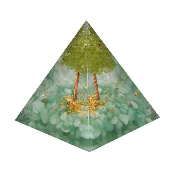 Edelstein Pyramide mit Rosenquarz und Quarz Lebensbaum, koralle image number 3