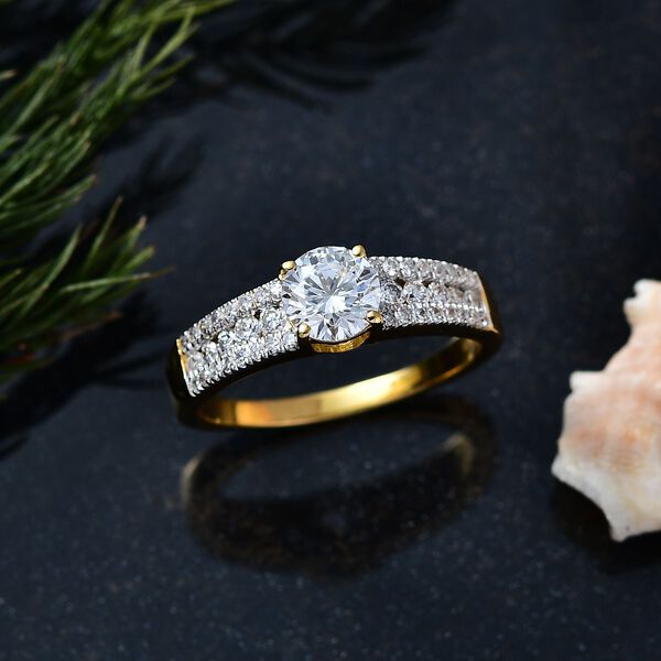 LUXURIANT DIAMOND - Lab Grown Diamant SI-GH SGL zertifiziert Ring 925 Silber 750 Gelbgold Vermeil (Größe 21.00) (10-15 Werktage Lieferzeit) ca. 1.51 ct image number 2