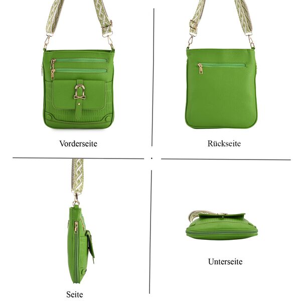 Elegante Umh&auml;ngetasche aus feinem Lederimitat mit Mehrfachf&auml;chern, 24x27 cm, Olivgr&uuml;n image number 5