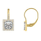 Quadratische AAA Zirkonia-Ohrringe mit Halo-Design, Messing vergoldet