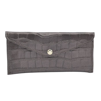 Brieftasche f&uuml;r Damen aus 100% echtem Leder und RFID Schutz, Gr&ouml;&szlig;e 20,5x10 cm, Anthrazit