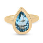 Schweizer Blautopas Solitär Ring 925 Silber vergoldet  ca. 3,50 ct image number 0