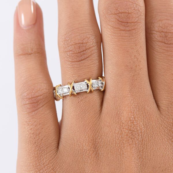 LUXURIANT DIAMANT - Lab Grown Diamant VS-EF Ring 925 Silber Rhodiniert und 750 Gelbgold Vermeil (Größe 20.00) ca. 1,00 ct image number 3