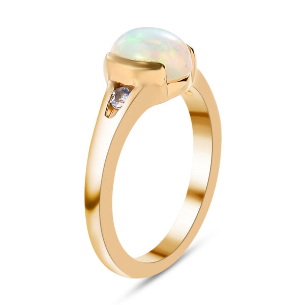 Nat&uuml;rlicher, &auml;thiopischer Opal und Tansanit-Ring, 925 Silber vergoldet  ca. 1,05 ct image number 5