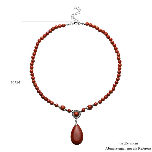 Rote Jaspis-Halskette, ca. 45 cm, silberfarben ca. 167,50 ct image number 6