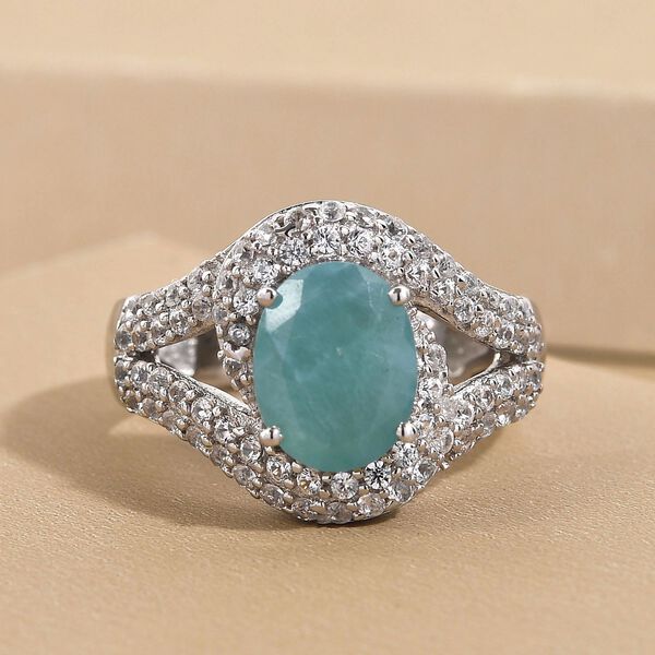 AA Grandidierit und Zirkon Halo Ring in Silber image number 2