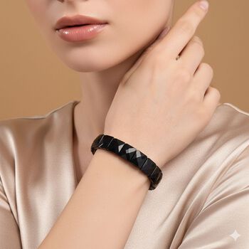 Schwarzer Glasachat Armband Flexibles (ca. 17-18.5 cm) ca. 120,00 ct.