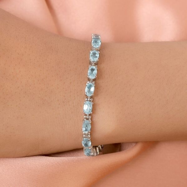 Himmelblaues Topas-Armband, ca. 19 cm, Edelstahl, ca. 12.94 ct image number 3