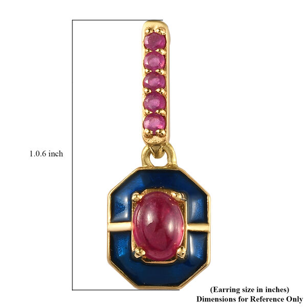 Emaillierte, afrikanische Rubin-Ohrh&auml;nger in Silber image number 5