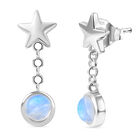 D'Joy AA Meetiyagoda Regenbogen Mondstein Ohrringe 925 Silber platiniert ca. 2.12 ct