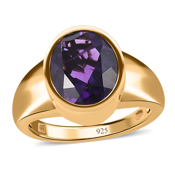 Lusaka Amethyst Solitär Ring 925 Silber 585 Vergoldet image number 4