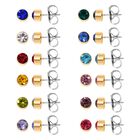 12er Set - Mehrfarbige Kristall-facetten-Ohrstecker Schmuckset, goldfarben