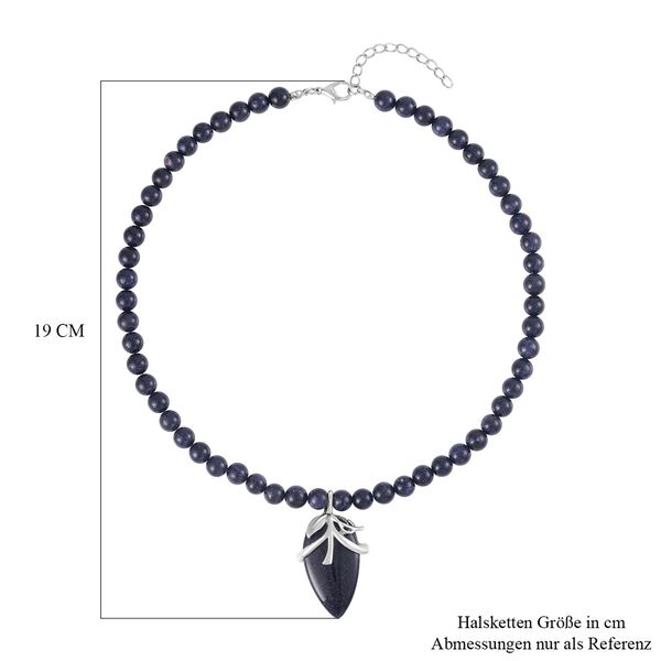 Blauer Sandstein Halskette ca. 45 cm Reines Messing ca. 127.50 ct image number 5