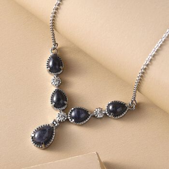 Blaue Aventurin-Halskette in Silber, 9,07 ct.