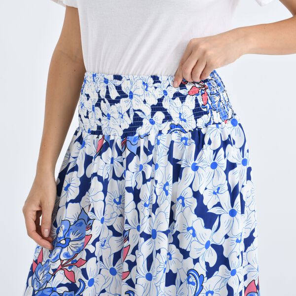 Gesmokte Taillen-Culottes mit Blumenmuster, Einheitsgr&ouml;&szlig;e, Blau image number 5