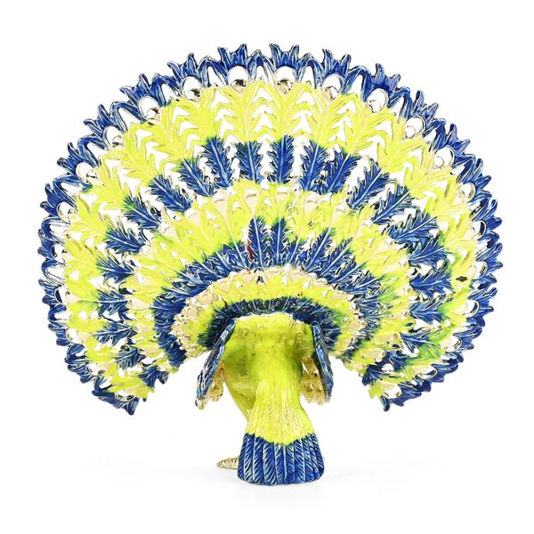 " Peacock shape Trinket Storage Box - multicolor Material: Alloy + diamond size: 18*11*17cm  " image number 5