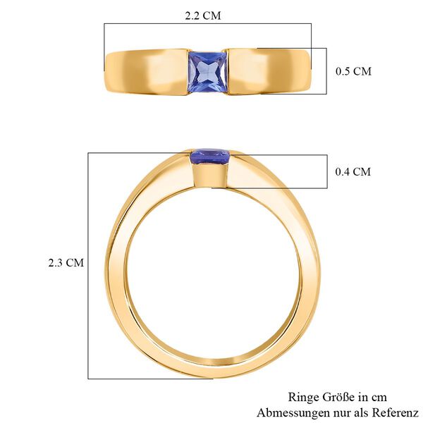 Tansanit Ring 925 Silber 750 Gelbgold Vermeil (Größe 17.00) ca. 0,31 ct image number 7