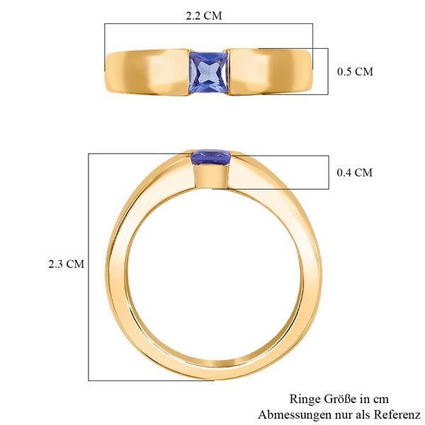 Tansanit Ring 925 Silber 750 Gelbgold Vermeil (Größe 17.00) ca. 0,31 ct image number 7