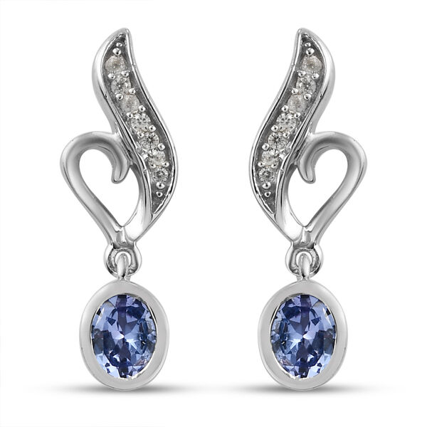 Tansanit und Zirkon Ohrh&auml;nger 925 Silber platiniert ca. 0,79 ct&nbsp;