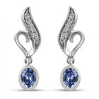 Tansanit und Zirkon Ohrringe 925 Silber platiniert ca. 0,79 ct