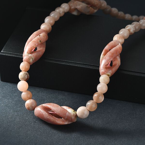 Gewürz Jaspis und Pfirsich Mondstein 50cm Halskette - 256 ct. image number 2