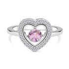 Rosa und wei&szlig;er Zirkonia Ring in Herzform, 925 Silber rhodiniert (Gr&ouml;&szlig;e 20.00)
