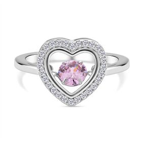 Rosa und wei&szlig;er Zirkonia Ring in Herzform, 925 Silber rhodiniert (Gr&ouml;&szlig;e 20.00)
