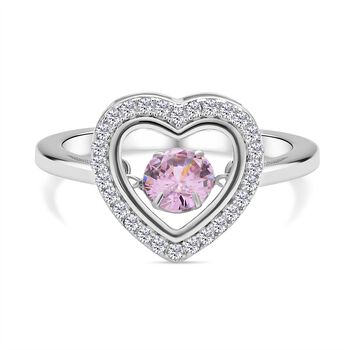 Rosa und wei&szlig;er Zirkonia Ring in Herzform, 925 Silber rhodiniert (Gr&ouml;&szlig;e 20.00)
