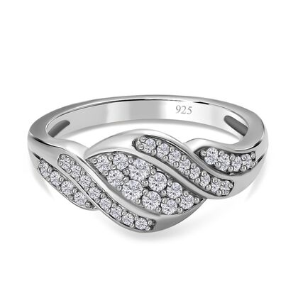 Wei&szlig;er Diamant Ring, 925 Silber platiniert (Gr&ouml;&szlig;e 20.00) ca. 0.33 ct