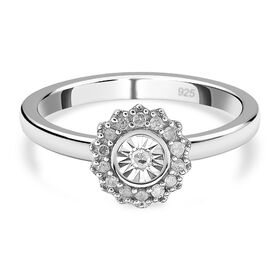 Diamant Ring, 925 Silber platiniert (Größe 20.00) ca. 0.10 ct