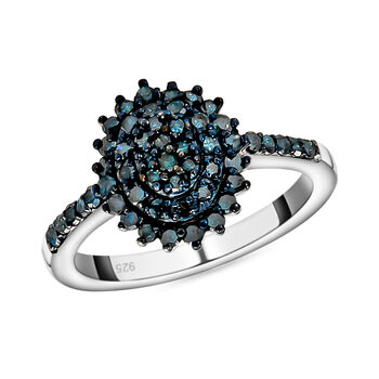 Blauer Diamant-Ring, 925 Silber platiniert  ca. 0,50 ct