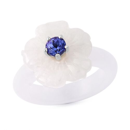 Jardin Kollektion - Weißer Jade und Tansanit-Ring, 925 Silber rhodiniert  ca. 16,07 ct image number 0