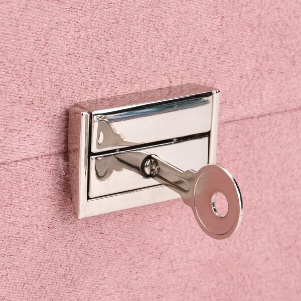 4-lagige Schmuckbox aus Samt mit 10 Silberputzt&uuml;chern, 23,8&times;17&times;14,2 cm, Rosa image number 10