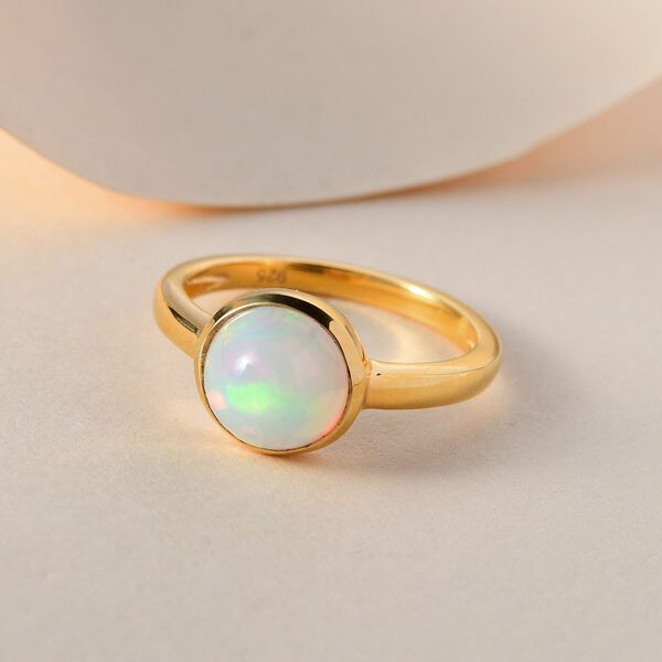Nat&uuml;rlicher, &auml;thiopischer Welo Opal Ring, 925 Silber Gelbgold Vermeil  ca. 1,30 ct image number 2
