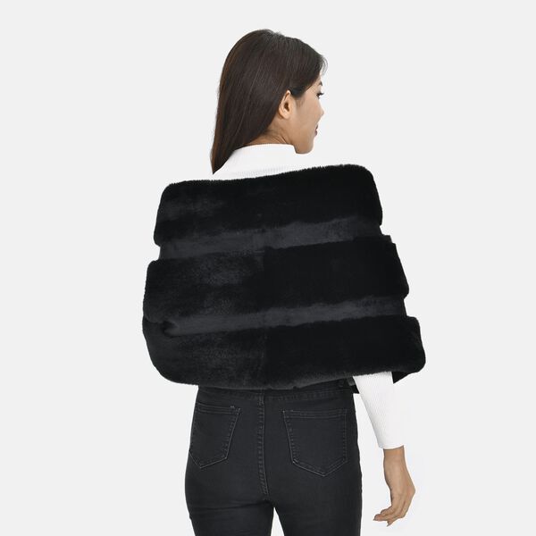 LA MAREY - Kunstfell Stola, 152x38cm, schwarz image number 2