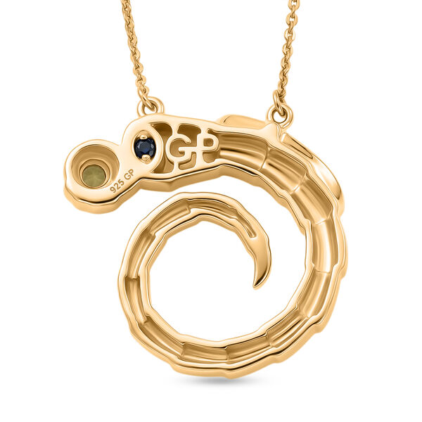 GP - AA Peridot, Kanchanaburi Blauer Saphir Halskette ca. 45 cm 925 Silber 750 Vergoldet 0.11 ct image number 4