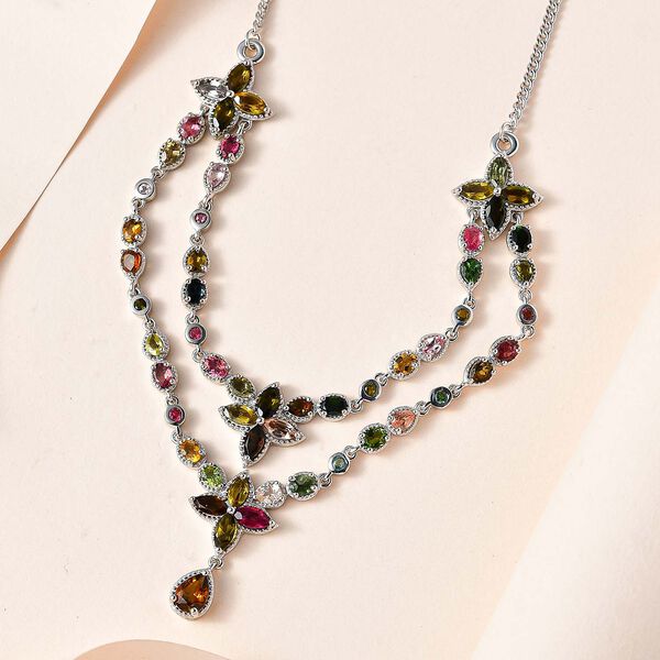 Nat&uuml;rliche, mehrfarbige Turmalin-Halskette, 45cm - 8,87 ct. image number 1
