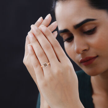 Nat&uuml;rlicher Champagner Diamant und wei&szlig;er Diamant Ring, 925 Silber Ros&eacute;gold Vermeil (Gr&ouml;&szlig;e 21.00) ca. 0.33 ct