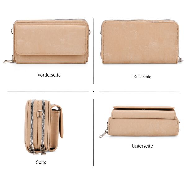 Crossbody-Tasche mit RFID-Schutz und Muster-Schulterriemen, 19x6x11 cm, Khaki image number 5