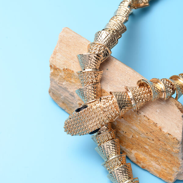 Glas-Halskette, ca. 56 cm, goldfarben image number 1