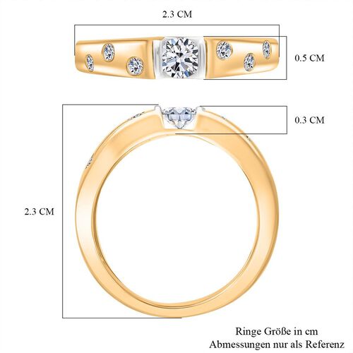 LUXURIANT DIAMOND - Lab Grown Diamant SI-GH SGL zertifiziert Ring 925 Silber Rhodiniert und 750 Gelbgold Vermeil (Größe 18.00) ca. 0.50 ct image number 5