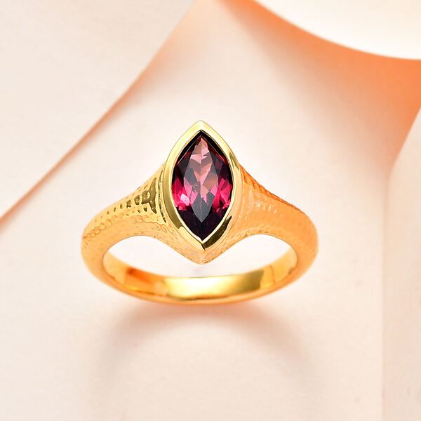 AAA Orissa Rose Granat Ring, 925 Silber Gelbgold Vermeil (Gr&ouml;&szlig;e 17.00) ca. 1.26 ct image number 2