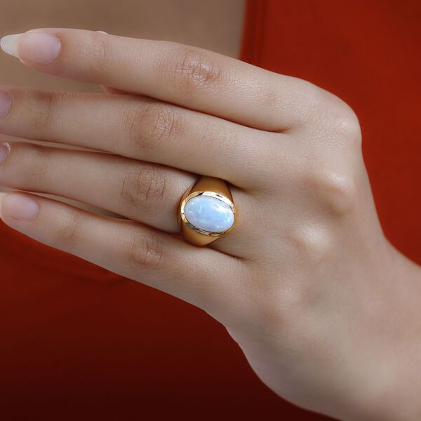 Nat&uuml;rlicher, &auml;thiopischer Welo Opal Ring, 925 Silber Gelbgold Vermeil (Gr&ouml;&szlig;e 19.00) ca. 2.77 ct image number 3